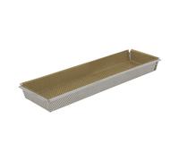 Moule rectangulaire amovible inox perforé 35 cm et feuille de cuisson antiadhésive De Buyer
