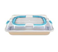 Moule Rectangulaire Antiadhésif avec Couvercle Plateau de Cuisson Portable avec Poignée pour Pâte Pain Gâteau Stockage Alimentaire Moule en Acier Au Carbone pour Ciabatta Baguette Focaccia etc 36,8cm