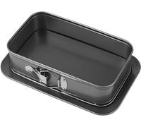 Moule rectangulaire en acier au carbone avec fond amovible, dimensions 28 x 18 cm, idéal pour les cheesecakes, les tiramisus, les mousses, les pizzas et la paella, compatible avec le four et le lave-v
