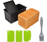 Moule rectangulaire pour pain de mie avec couvercle, boîte de 1000g en acier au carbone, moule à pain pour pain de mie, pain et pains de type "Pullman", avec couvercle coulissant, dimensions : 32 x 12