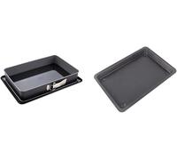 Moule rectangulaire Silecomplaza avec base de service, 38 x 25 cm. Plaque de cuisson avec bord extra-haut, moule de qualité supérieure en acier avec revêtement antiadhésif (noir), dimensions approxima