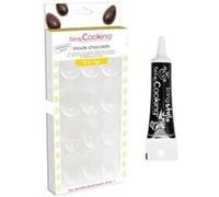 Moule rigide pour 6 oeufs en chocolat + stylo de glaçage noir Noir G