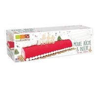 ScrapCooking - Kit Moule Bûche de Noël & Insert - 2 Moules PVC Semi-rigides & Réutilisables - Accessoires Pâtisserie Dessert de Noël - Recette de Bûche Framboise Chocolat Blanc - 1921