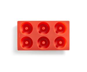 Moule Siicone 6 cavités Doughnut Rouge