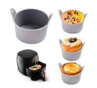 Moule Silicone Air Fryer, 4 Pièces Plat en Silicone pour Air Fryer, Réutilisable Moules à Œufs pour Friteuse à Air, Cuit Oeuf Micro Onde Moule, Air Fryer Accessoires