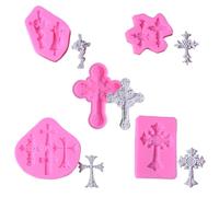Moule Silicone Croix 5 Pièces,Moule En Silicone Pour Bonbons,Moules à Gâteau En Silicone En Forme De Croix,Pour Pâte à Sucre, Décoration De Gâteau, Chocolat, Pâtisserie, Décoration De Biscuits