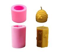 Moule Silicone pour Bougies Cire D'abeille Moules en Silicone Bougies en Forme de Ruche Silicone Bricolage Moules à Bougie à la Main D'abeille Décoration de Gâteau Fondant Abeille 3D Savons(2 Pièces)
