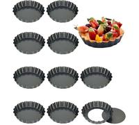 Moule tartelette - 10 pièces Moule Mini Tartelette - Fond Amovible - Revêtement Antiadhésif Moulle -10 cm pour Quiche Gateau