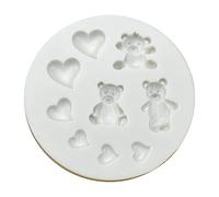 Moules 3D en silicone pour décoration de gâteaux, gadget mignon en forme d ' ours et de cœurs, moule à fondant, moule à bonbons, moules à gomme à chocolat, moules à chocolat en silicone ronds