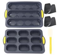 Moules à baguette en silicone perforés, lot de 2, avec racloir et clips