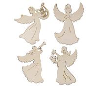 Moules à biscuits en bois, forme d'anges, lot de 16 pièces, 4 motifs différents, non traités, épaisseur 3 mm