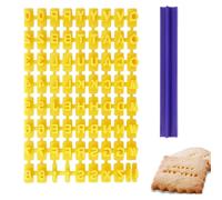 Moules à biscuits en forme de chiffres et de lettres, en plastique, ensemble de 36 pièces pour biscuits et décorations (jaune)