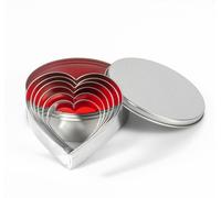 Moules à biscuits en forme de cœurs - Emporte-pièces pour pâte - Pour la confection de biscuits - Coffret de 6 pièces - 43 mm - 95 mm - Argenté