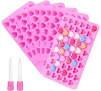 Moules à bonbons en silicone en forme de cœur, lot de 6, avec 2 poches à douille roses de 5 ml pour confiseries et chocolat
