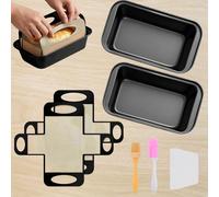 Moules à cake en acier carbone, coffret de 7 pièces comprenant 2 moules à cake et 2 tapis de cuisson | Dimensions : 27,5 x 15 x 6 cm, revêtement antiadhésif, cuisson uniforme, facile à nettoyer, robus