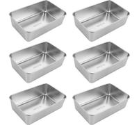 Moules à cake Famanu, lot de 6, en acier inoxydable, dimensions 22 x 14,5 x 6,3 cm, rectangulaires, couleur argent