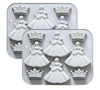 Moules à chocolat, moule en Silicone princesse, en forme de couronne, antiadhésif de qualité alimentaire, paquet 2, bleu, pour desserts et travaux manuels
