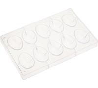 Moules à chocolat professionnels à 10 cavités en polycarbonate transparent - Poids : 30 g - Dimensions : 60 x 42 mm