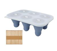 Moules à crème en silicone - Modèle à 6 compartiments avec couvercle et retrait facile - Moule en silicone pour bâtonnets - Pour fondant, caramel, desserts, brownie, jus, gâteaux, mousse au chocolat