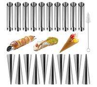 Moules à crème horn, 21 pièces en acier inoxydable, pour pâtisseries et cannoli