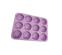 Moules à fleurs de roses en silicone robustes et sans danger pour les aliments, avec 12 trous, glaçons, plateau à roses, parfaits pour les desserts artisanaux et les travaux manuels, outil de cuisson