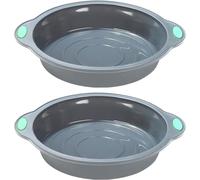Moules à gâteau ronds en silicone, lot de 2, diamètre 22,5 cm, antiadhésifs, avec cadre métallique, couleur gris clair
