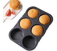 Moules à gâteaux en silicone Benzoa® avec 6 cavités de Ø 10 cm – 34,5 x 23,5 x 4 cm, flexibles, sans BPA, utilisables de -20 à 220 °C, pour pains à burger et muffins (adaptés au four, lavables au lave