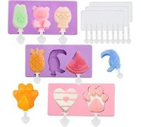 Moules à glace en silicone avec bâtonnets en bois, lot de 3, moules à glace personnalisables, kit créatif DIY