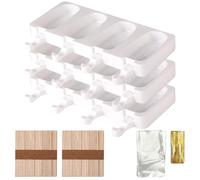 Moules à Glace en Silicone, Moule Magnum Cake, Moule Glace à l'eau réutilisables, Faciles à Démouler, sans BPA, avec 100 sachets + 100 bâtons + 100 bande d'étanchéité (A)
