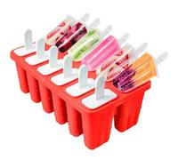 Moules à glaces en silicone à faire soi-même, moules à glaces, moules à glace sans bisphénol A, faciles à utiliser et réutilisables (rouge, 12 cavités)