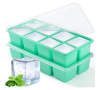 Moules à glaçons avec couvercle, 4,5 cm, lot de 2, sans BPA, en silicone, grands bacs à glaçons, fond flexible, lavables au lave-vaisselle, vert clair
