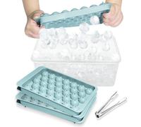 Moules à glaçons en forme de boules de glace Unyqoos®, fabriqués en plastique sans BPA, avec couvercle et support – 99 boules de glace rondes de Ø 2,5 cm (33 par lot, environ 300 ml) pour cocktails et