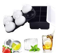 Moules à glaçons en silicone, forme sphère et cube, avec couvercle, 5 cm, sans BPA, 6 boules de glace + 6 cubes de glace