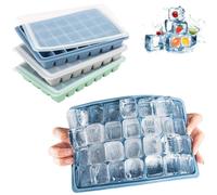 Moules à glaçons en silicone, lot de 3 avec couvercle, 28 compartiments, multicolores, dimensions : 22,35 x 15 x 2,6 cm, sans BPA