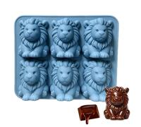 Moules à glaçons en silicone réutilisables en forme de lion 3D - 6 cavités - Pour rafraîchir des boissons, whisky, cocktail, fête d'été, camping, pique-nique