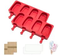 Moules à glaçons en silicone, sans BPA, pour glaçons et gâteaux, lot de 8, couleur rouge