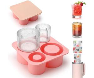 Moules à glaçons en silicone Unyqoos® avec couvercle – 4 glaçons cylindriques creux, à fonte lente, résistants de -40°C à 230°C, sans BPA, adaptés aux gobelets isothermes de 20 à 40 oz (50 à 100 ml)
