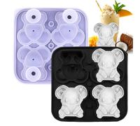 Moules à glaçons Koala réutilisables en silicone | Fabricant de glaçons réutilisables avec 4 compartiments, accessoires de cuisine pour whisky, cocktail, bière, café