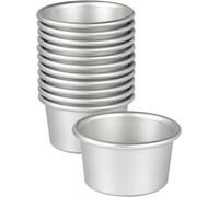 Moules à mini-gâteaux ronds en aluminium anodisé - Lot de 12 - Diamètre 9,5 cm