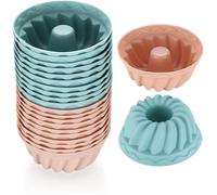 Moules à Mini Kougelhopf En Silicone, Lot De 20, Réutilisables, Ø 6,5 Cm, Multicolores