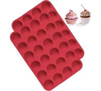 Moules à mini-muffins en silicone - Sans BPA - Revêtement antiadhésif - Lavables au lave-vaisselle - Plaque à mini-muffins pour cupcakes et brownies - Rouge