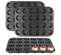Moules à mini-muffins, lot de 3, 24 cavités, antiadhésives, dimensions : 34 x 26 x 2,5 cm