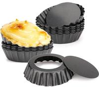 Moules à mini-tartelettes sans fond - Moules à desserts - 12 pièces - Diamètre 7,5 cm - Noir