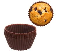 Moules à muffins en silicone - ORION - Lot de 6 - Marron - 5 5 cm diamètre - Réutilisables - Résistants -40°C à +220°C