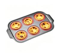 Moules à muffins en silicone pour la cuisson - Moule réutilisable à 6 compartiments - Moule à cupcakes en silicone antiadhésif - Pour crêpes, aliments, chocolat, beurre, desserts, friteuse à air chaud