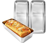 Moules à pain en acier inoxydable, ensemble de 3 pièces, dimensions 33x15x6 cm, moules rectangulaires pour pain et toasts, avec revêtement antiadhésif