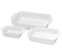 Moules à pâtisserie en céramique - Coffret de 3 pièces - Résistants à la chaleur - Capacité de 3 litres, 1,5 litre et 500 ml - Blanc