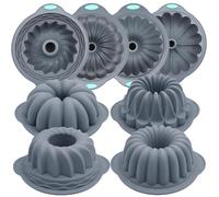 Moules à pâtisserie en silicone rainurés, set de 4, antiadhésifs, de couleur grise