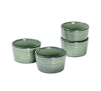 Moules à Pâtisserie, Ramequin Bol à Sauce Tapas Porcelaine Gris, Crème Brulée Muffin Bols de 4 X 240ml, Coupelle à Dessert Parfait pour Soufflé Crème Brulée Muffin, Four Micro-onde Convient - Vert