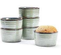 Moules à soufflé en céramique, lot de 6, verts, 240 ml, pour muffins, cupcakes et flans